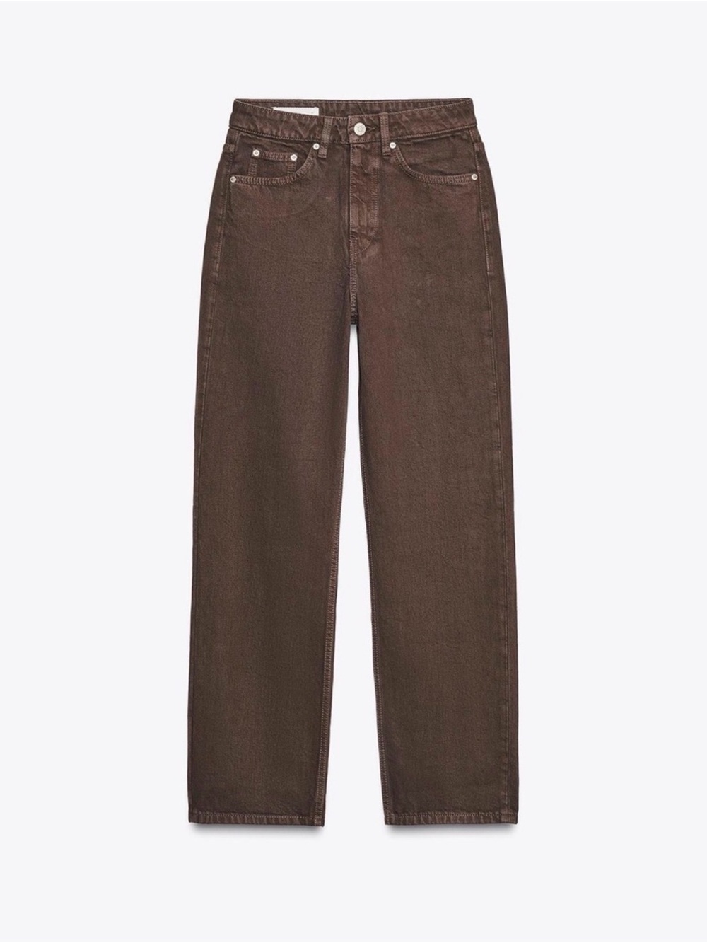 Brand new: Zara Classic High-Rise Jeans - Brown - Picture 3 of 3